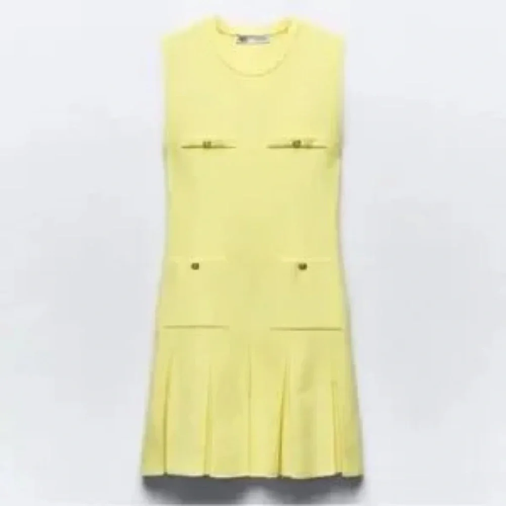 Zara yellow pleated dress - Picture 1 of 4